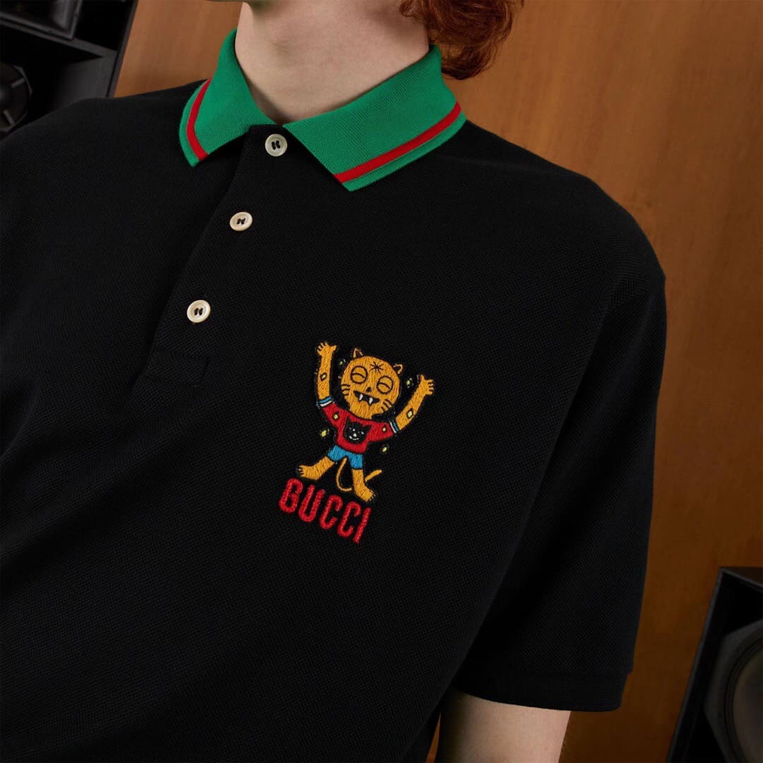 ÁO GUCCI GG POLO SHIRT MÀU ĐEN UNISEX