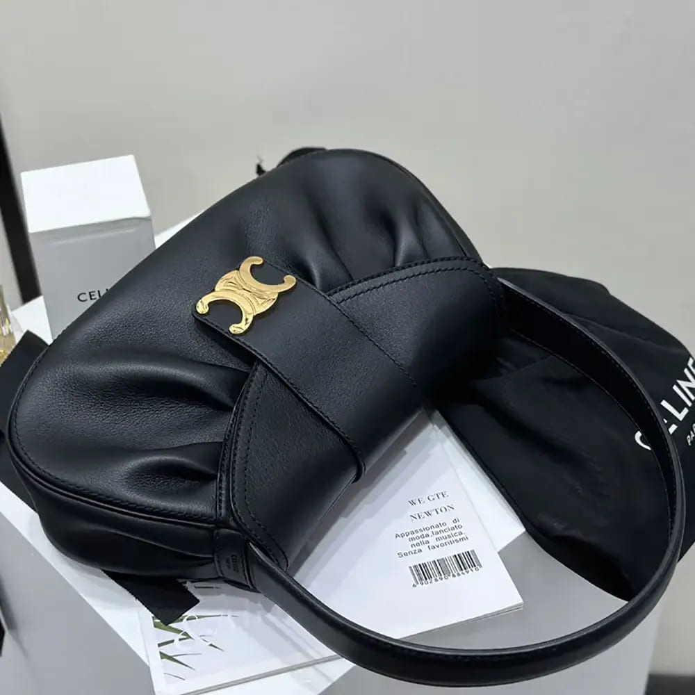 TÚI CELINE Women Women Medium Polly Bag in Black Calfskin