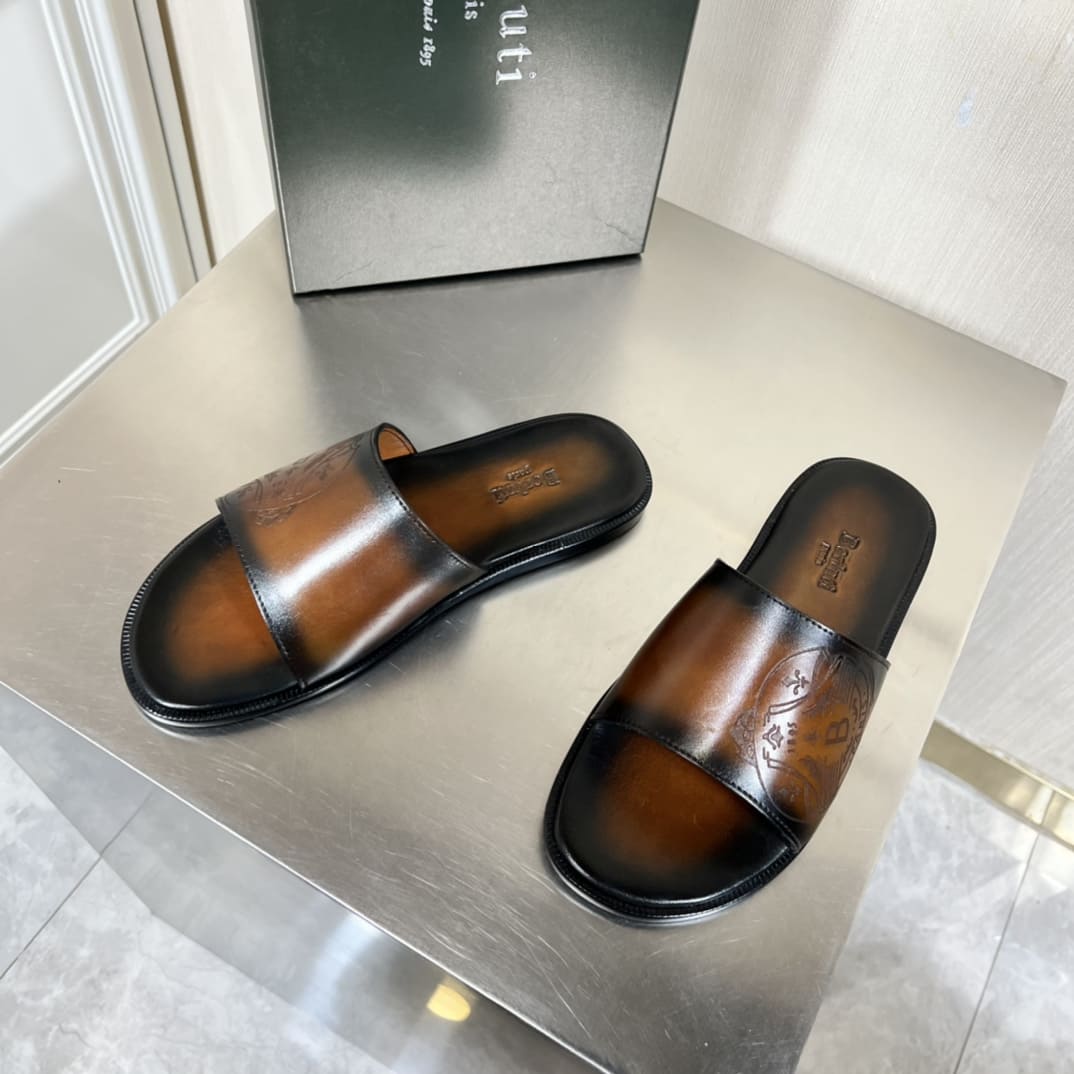 DÉP BERLUTI PATINA LEATHER SLIPPER