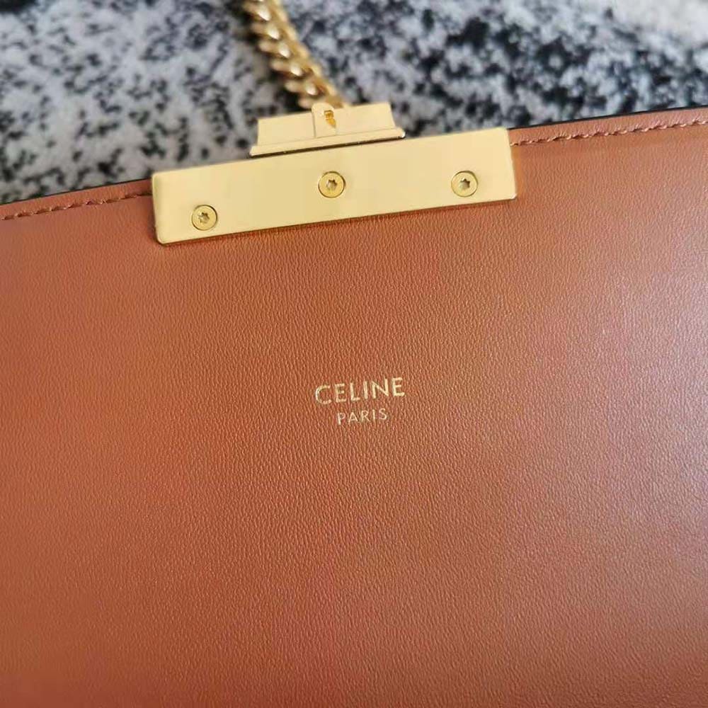 TÚI Celine Women Chain Bag Triomphe in Triomphe Canvas-Tan