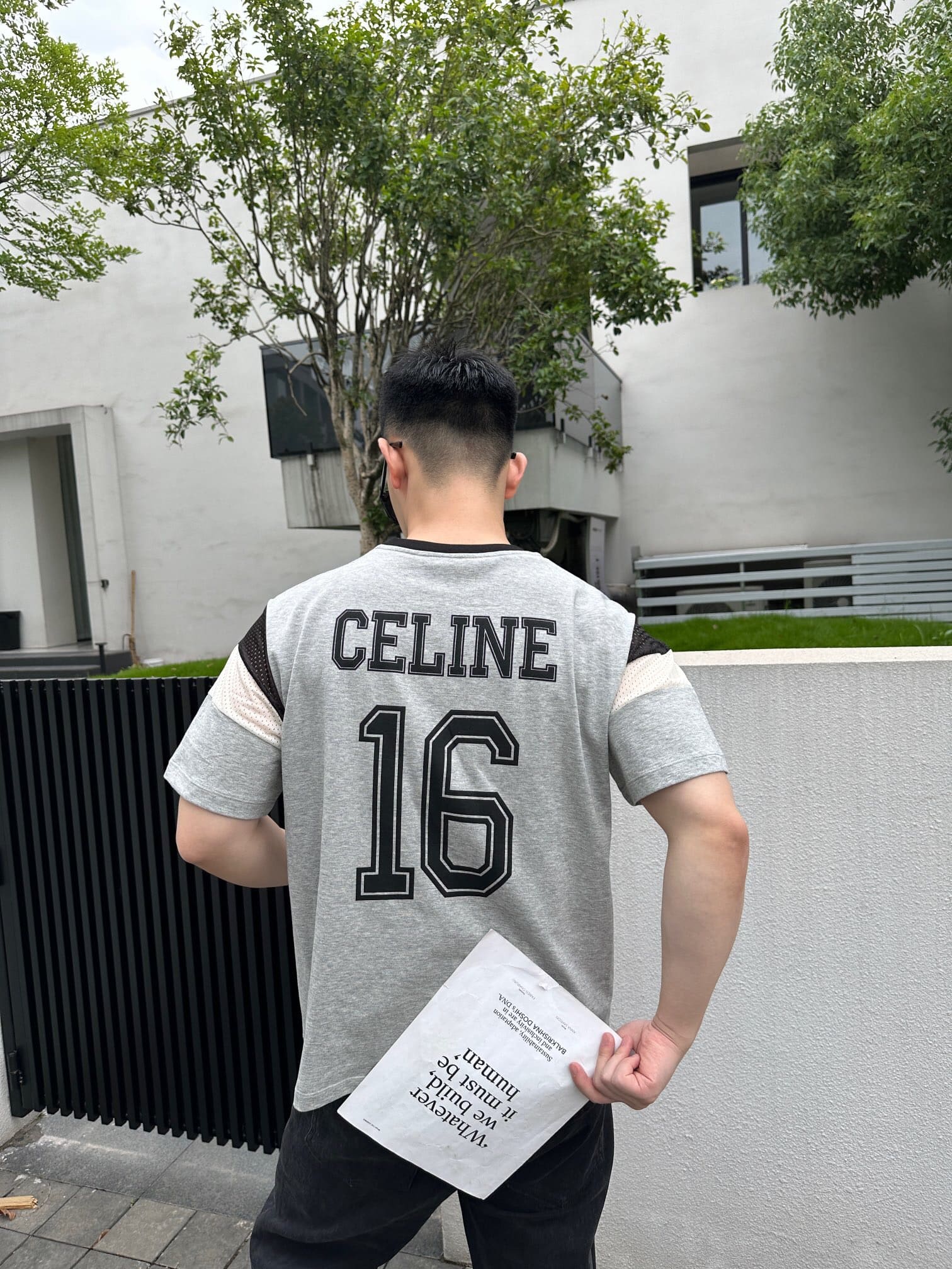 ÁO CELINE T SHIRT MÀU XÁM UNISEX