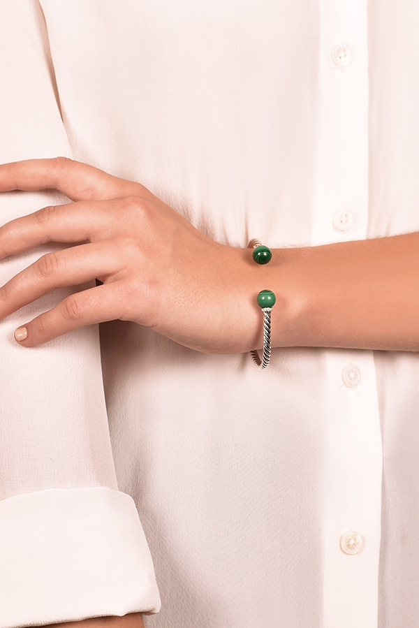 DAVID YURMAN bracelet moissanite diamonds with malachite đá lông công