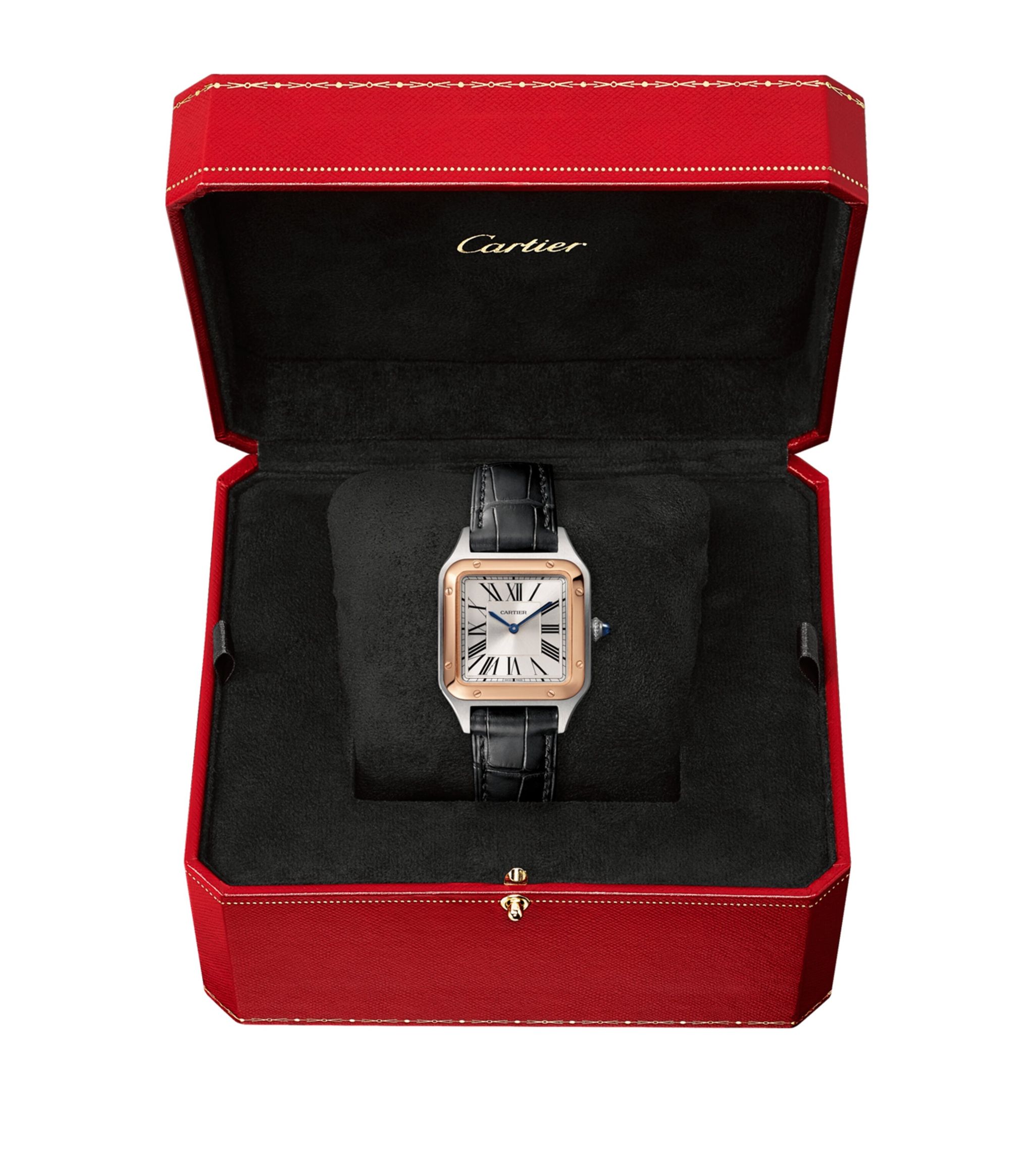 Đồng hồ CARTIER Steel and Rose Gold Santos-Dumont Watch 27.5mm mặt số màu trắng