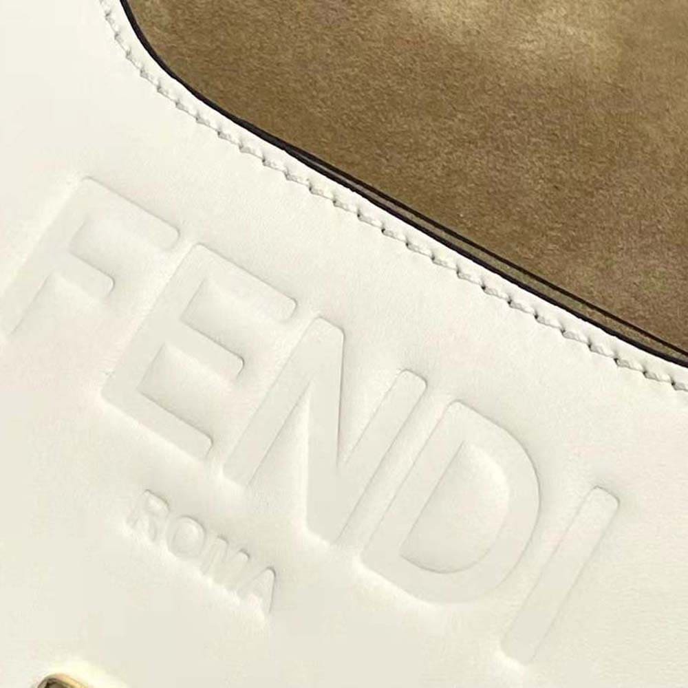 TÚI FENDI  Moonlight Hand-Stitched Leather Satchel Bag-White