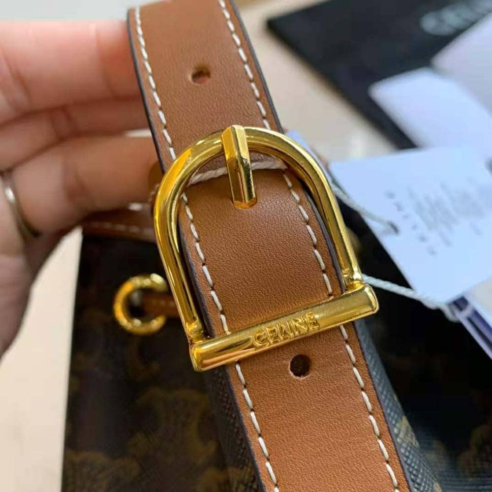 TÚI Celine Women Small Drawstring Bag in Triomphe Canvas