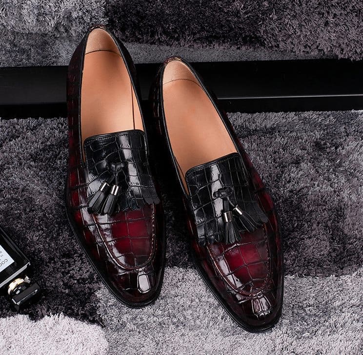Giày da cổ điển Alligator Cap-Toe Derby lót da da cá sấu Alligator