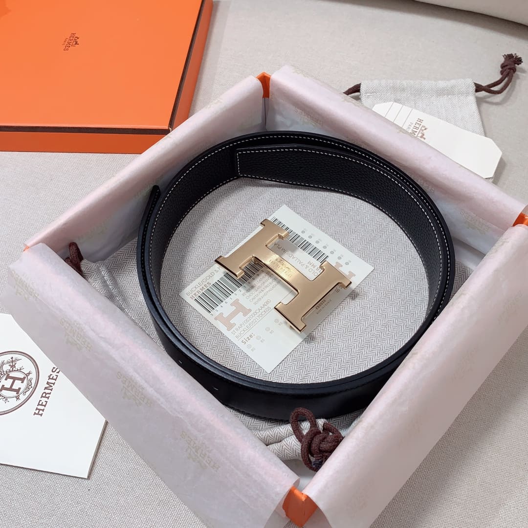 DÂY LƯNG HERMES H Togo leather hai mặt khóa vàng