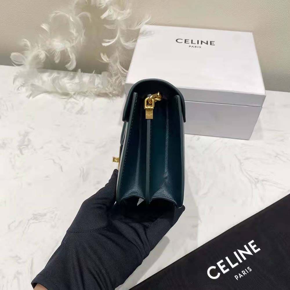 TÚI Celine Women Chain Bag 16 in Satinated Calfskin-Green