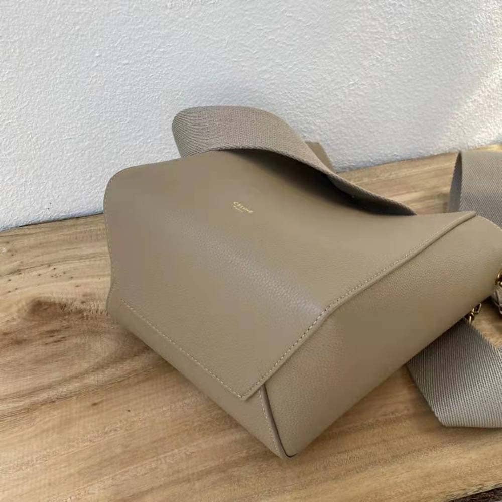 TÚI Celine Women Sangle Small Bucket Bag in Soft Grained Calfskin-Brown