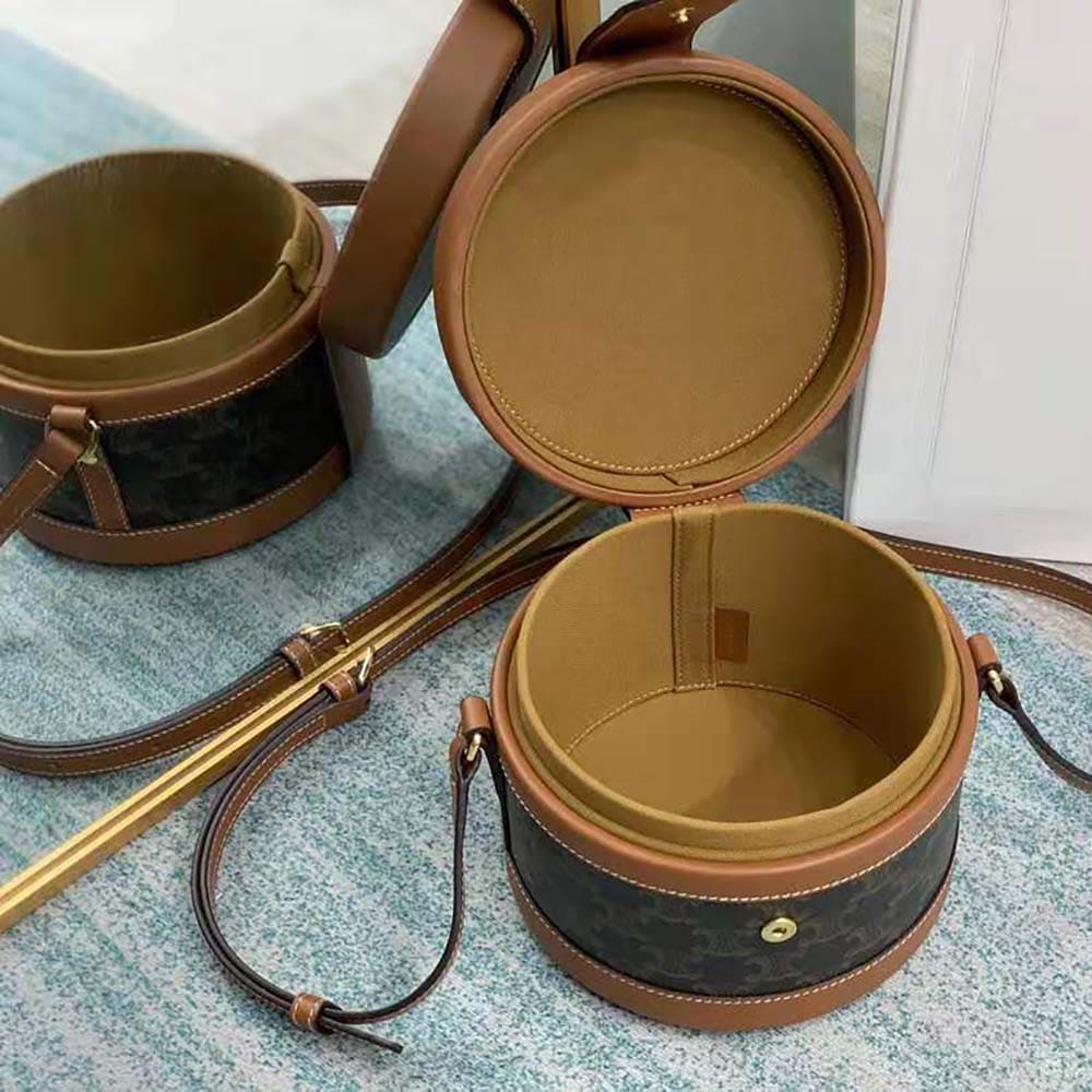 TÚI Celine Women Medium Tambour Bag in Triomphe Canvas