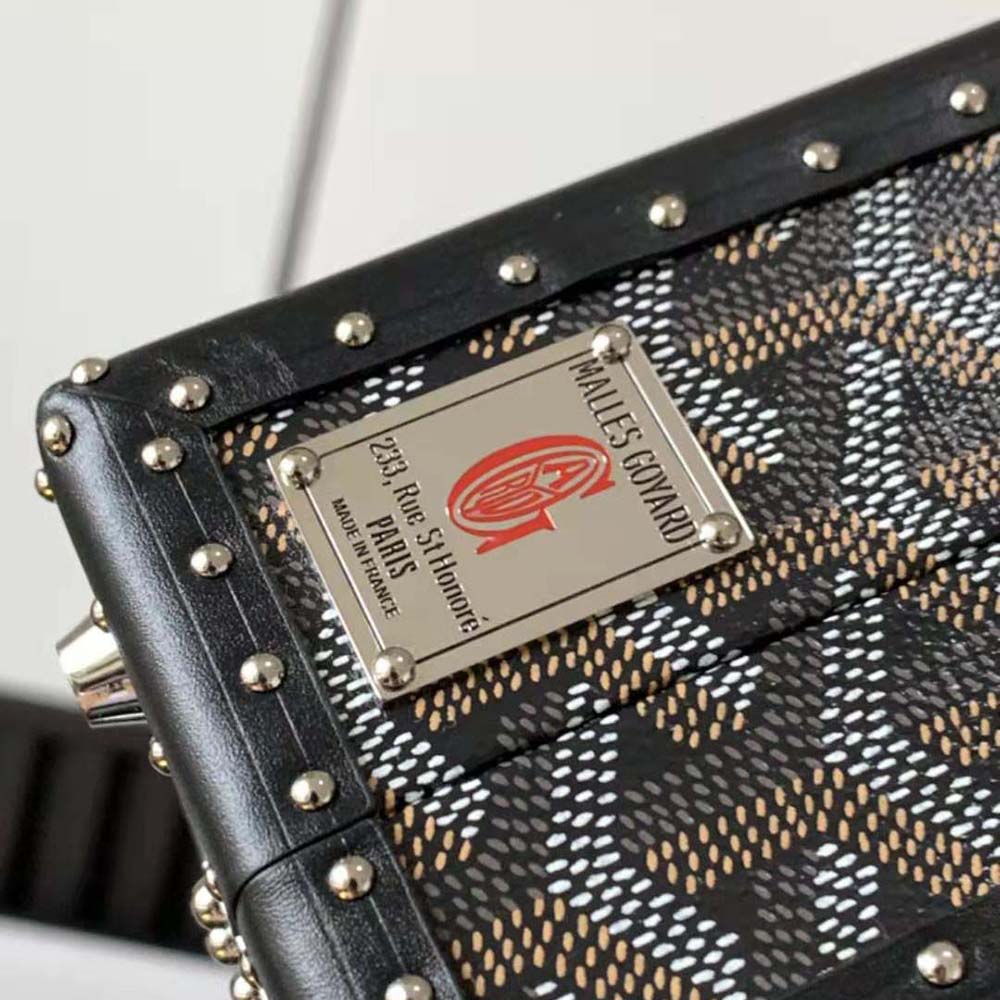 TÚI Goyard Women Sac Malle Grand Hôtel in Goyardine Canvas & Clamecy Calfskin-Black