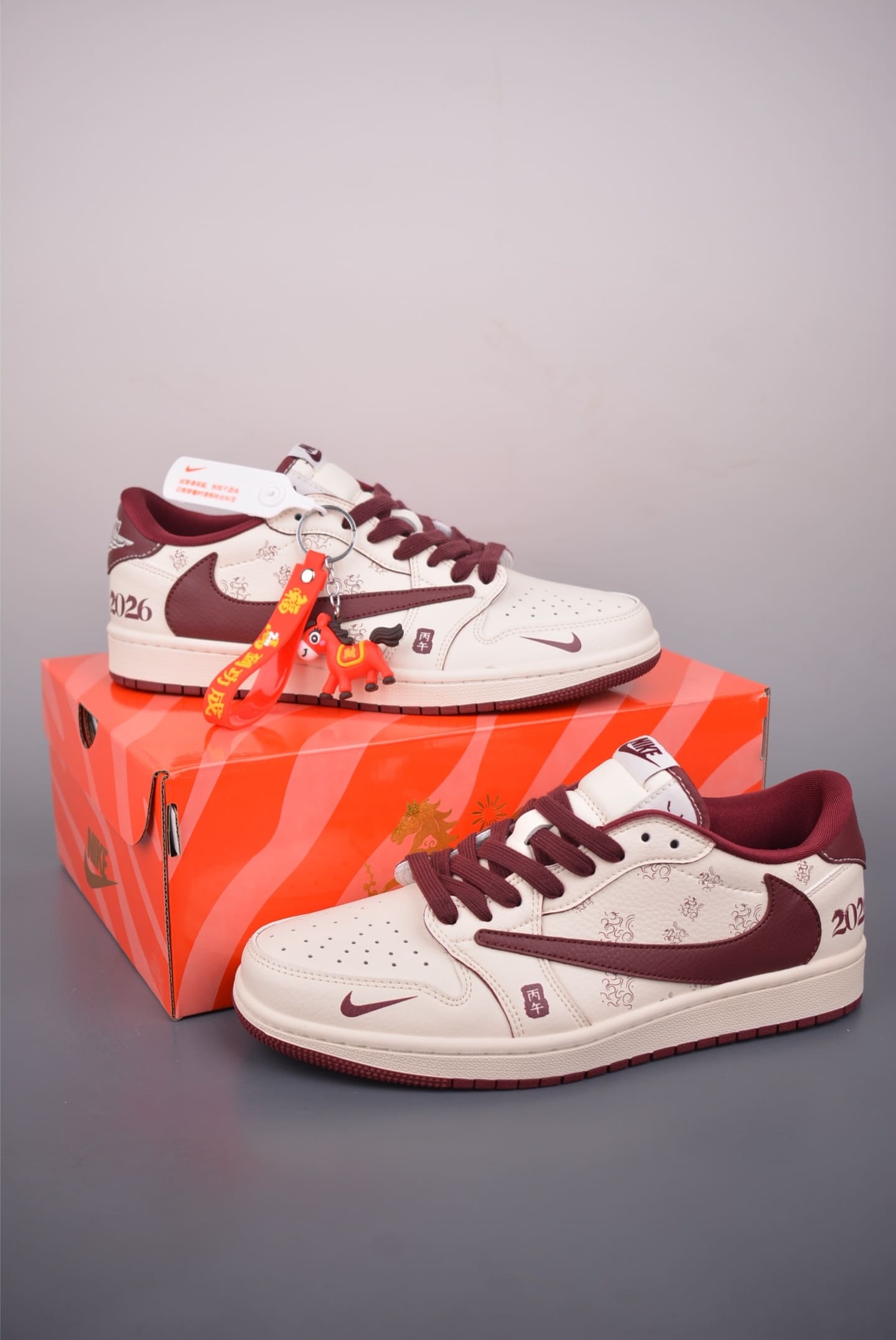 GIÀY TRAVIS SCOTT X AIR JORDAN 1 LOW NĂM NGỰA TRẮNG ĐỎ BURGUNDY TOP QUALITY SHOES AAA