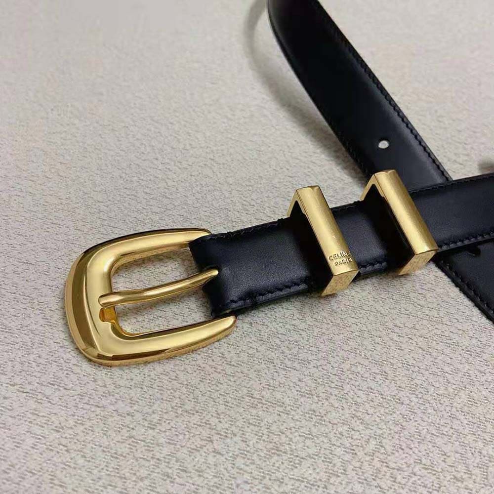 DÂY LƯNG Celine Women Medium Western Belt in Smooth Calfskin-Gold