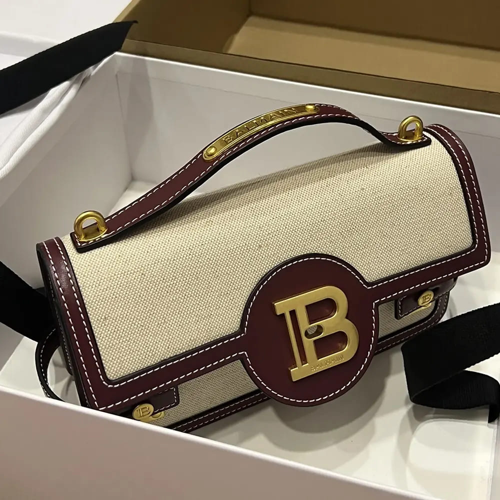 TÚI BALMAIN Women B Buzz 24 Canvas and Leather Bag