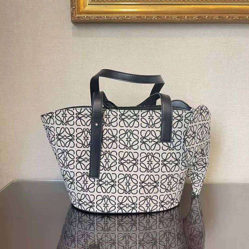 TÚI LOEWE Elephant Basket Bag bằng vải Jacquard Anagram và da bê