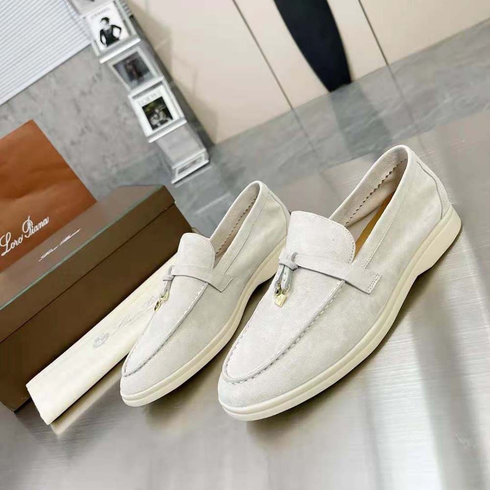 GIÀY LORO PIANA Unisex Summer Charms Walk Loafers-White TOP QUALITY SHOES AAA