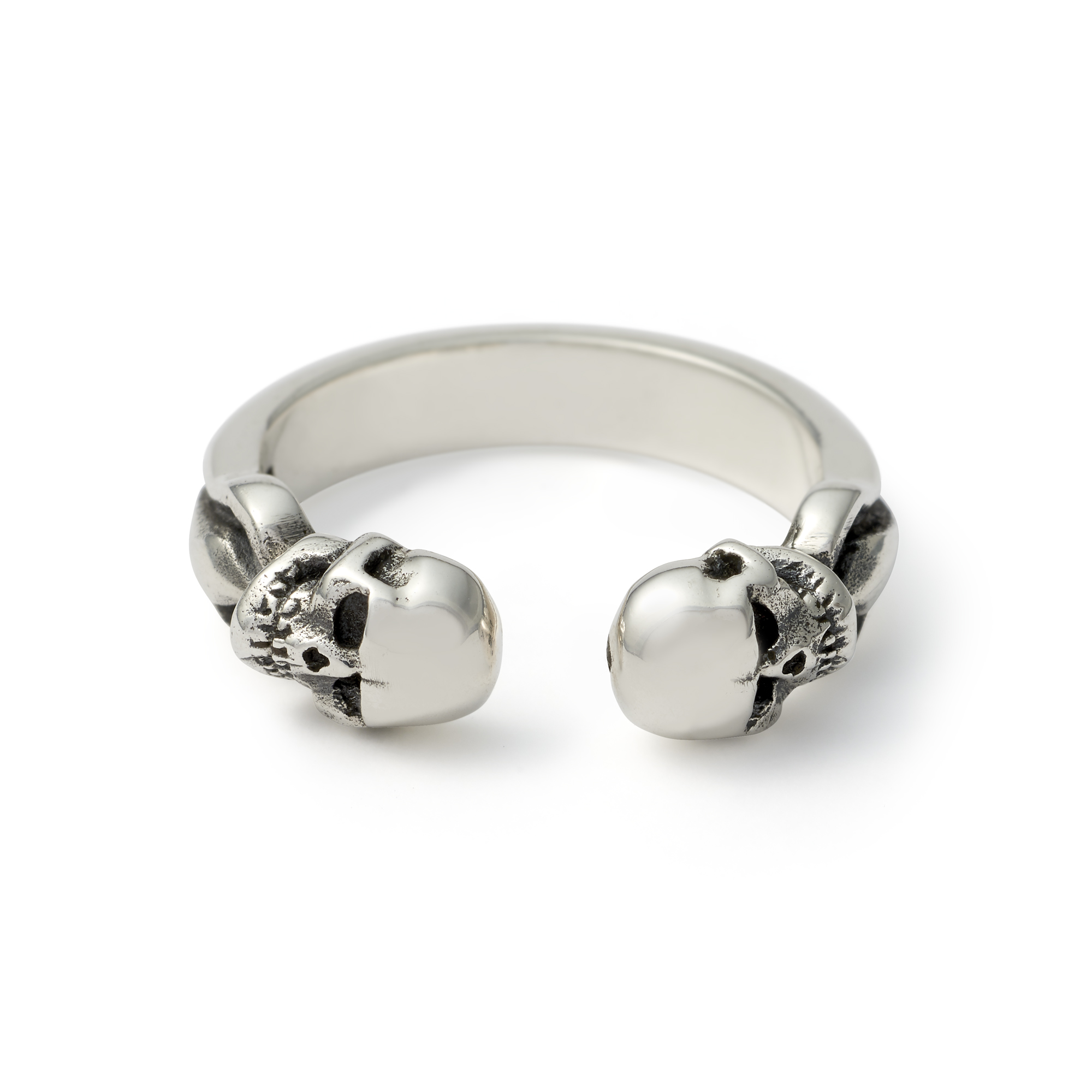 THE Double Headed Skull silver sterling 925 Italia