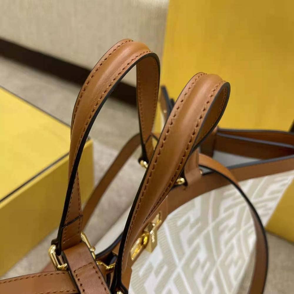 TÚI FENDI Women Peekaboo X-Tote Embroidered Canvas Bag-White