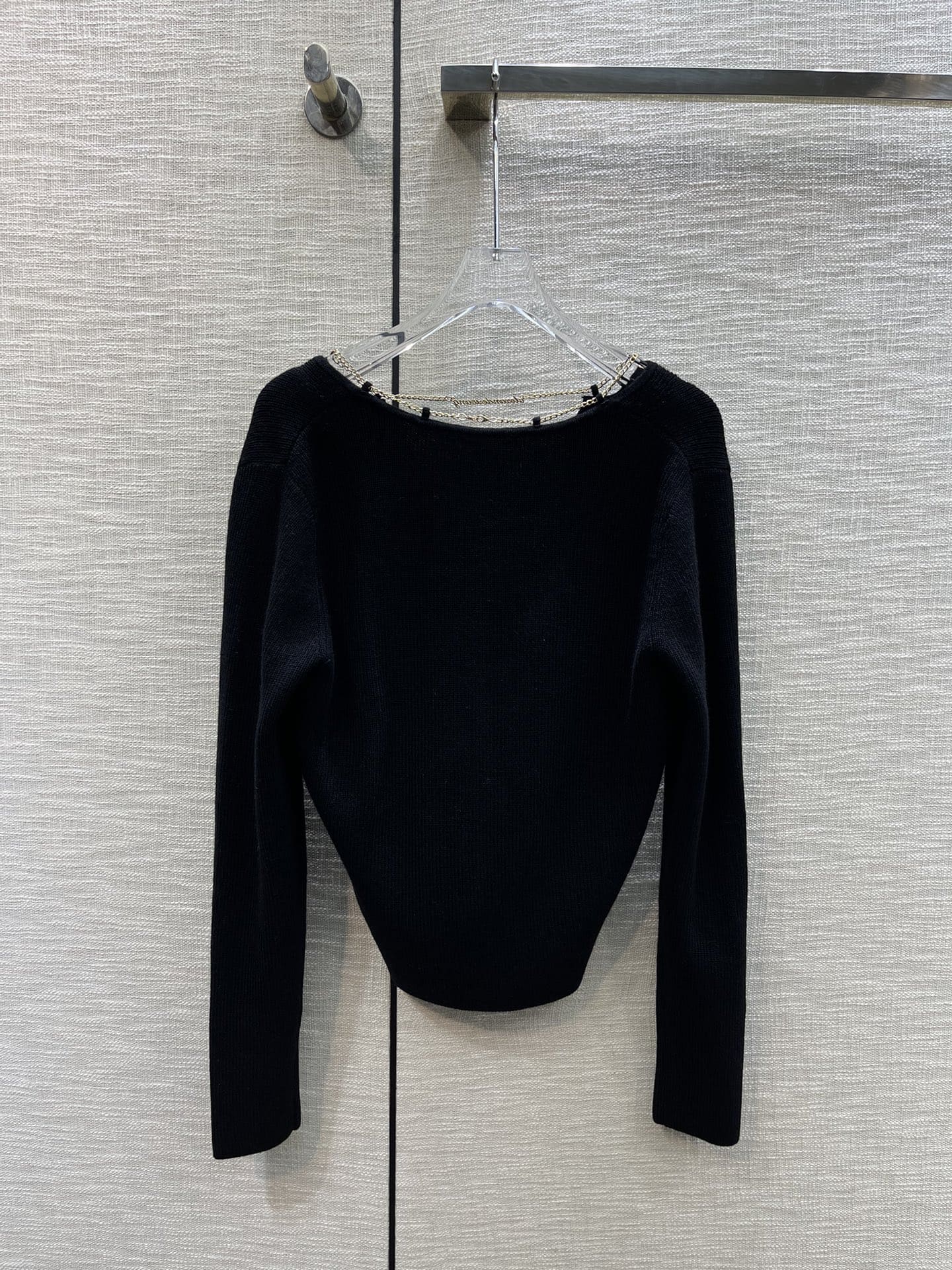 ÁO ALEXANDER WANG Round-Neck Chain Black Sweater