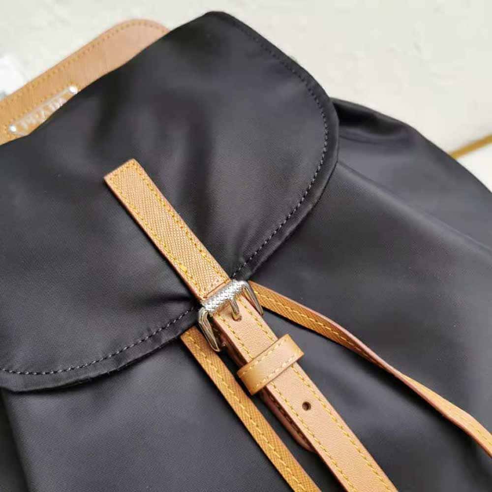 BALO Prada Women Nylon and Saffiano Leather Backpack-Brown