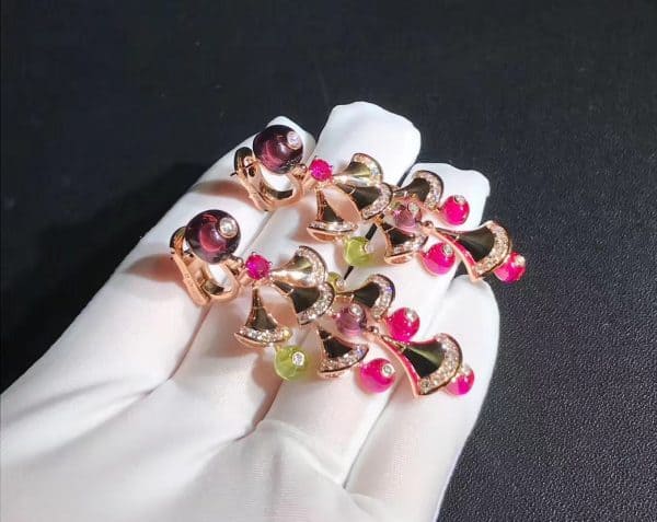 Bông tai kim cương, đá Peridot,thạch anh tím,Rubellite và kim cương Bulgari Divas Dream High Jewelry 18K (Liên hệ để biết giá)