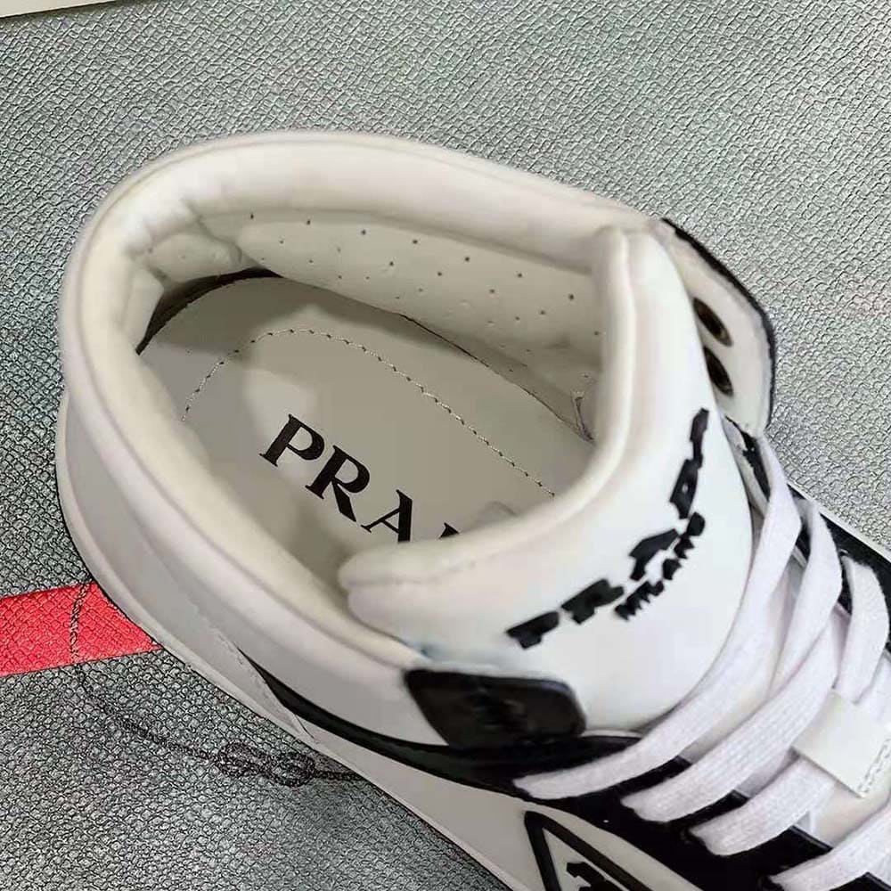 GIÀY PRADA Sporty Leather High-Top Sneakers-Black