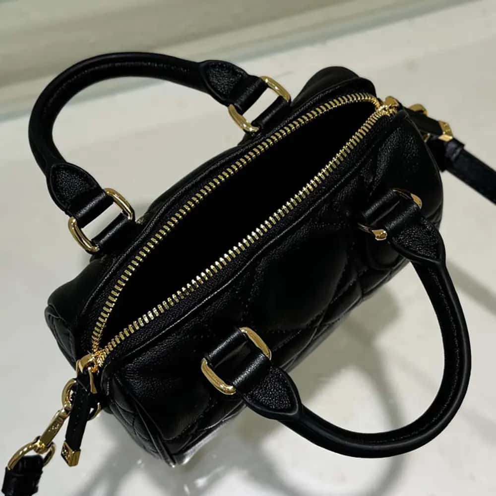 TÚI Dior Women Nano Dior Groove 17 màu đen Macrocannage da bê