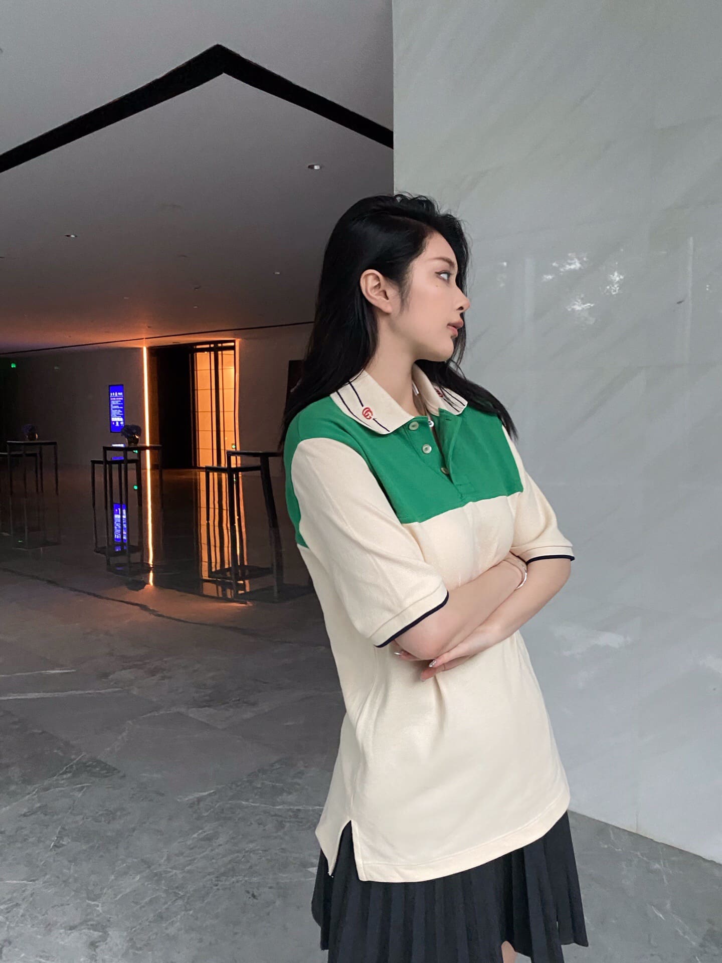 ÁO GUCCI GG POLO SHIRT MÀU XANH TRẮNG UNISEX