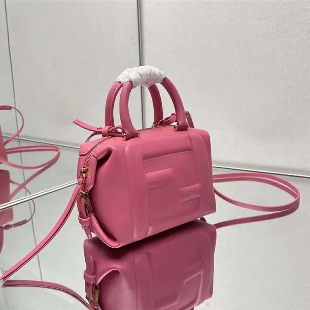 TÚI Fendi Women Nappa FF Mini Cube - Hồng da cừu