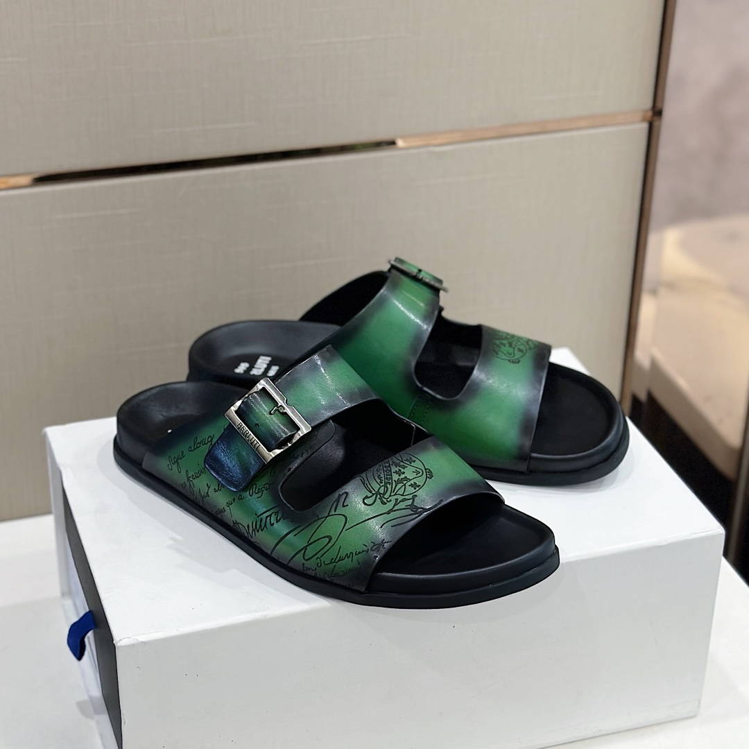 DÉP BERLUTI PATINA LEATHER SLIPPER