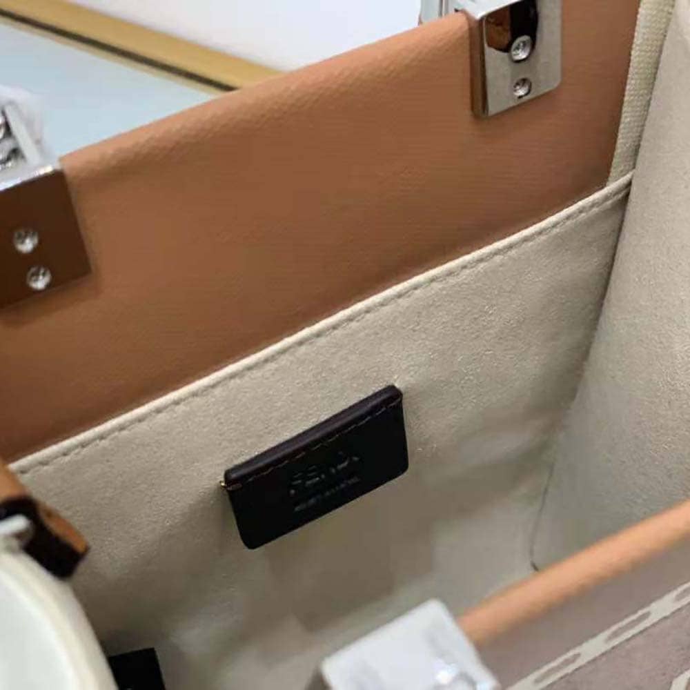 TÚI Fendi Women Mini Sunshine Shopper Brown Patent Leather and Canvas Mini-Bag