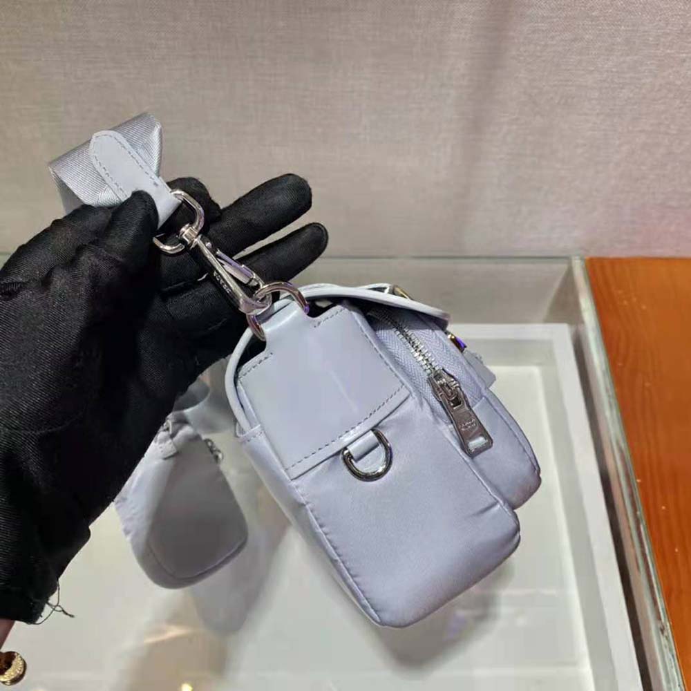 TÚI Prada Women Pocket Nylon and Brushed Leather Bag-Blue