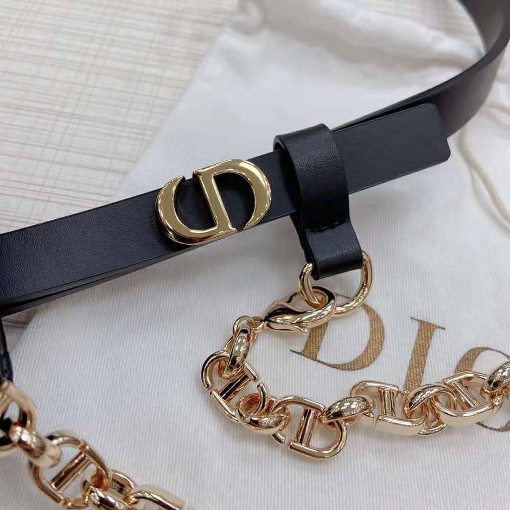DÂY LƯNG Dior Women Caro Belt with Removable Pouch Black Smooth Calfskin and Cannage Calfskin 15 MM