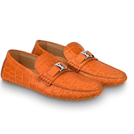 GIÀY LOUIS VUITTON ORANGE CROCODILE LOAFERS