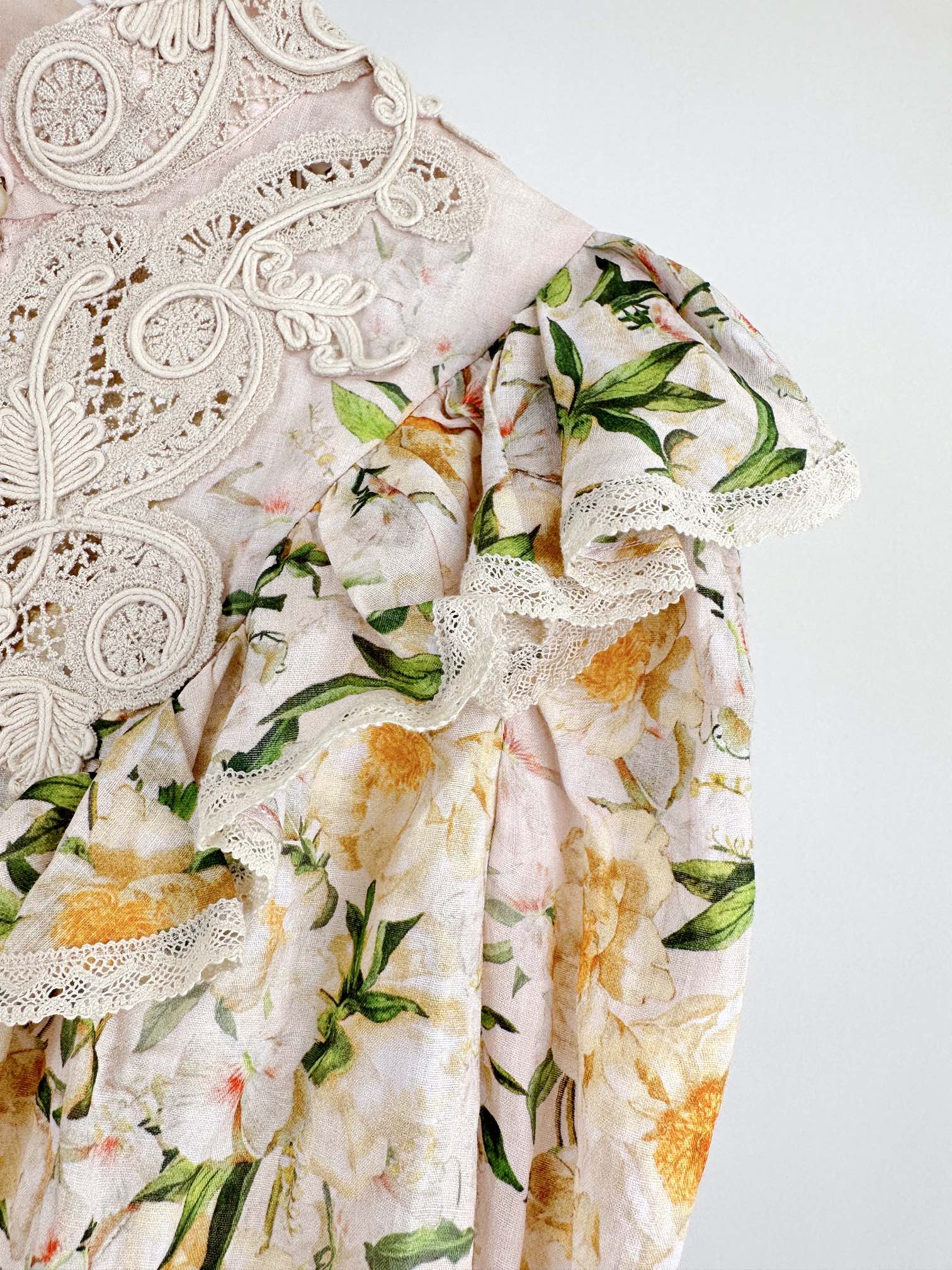 ÁO ZIMMERMANN Lace Fabric Flower Vintage Dress