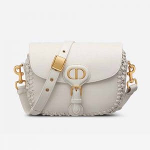 TÚI Dior Women Medium Dior Bobby Bag Grained Calfskin with Whipstitched Seams-White Top Quality