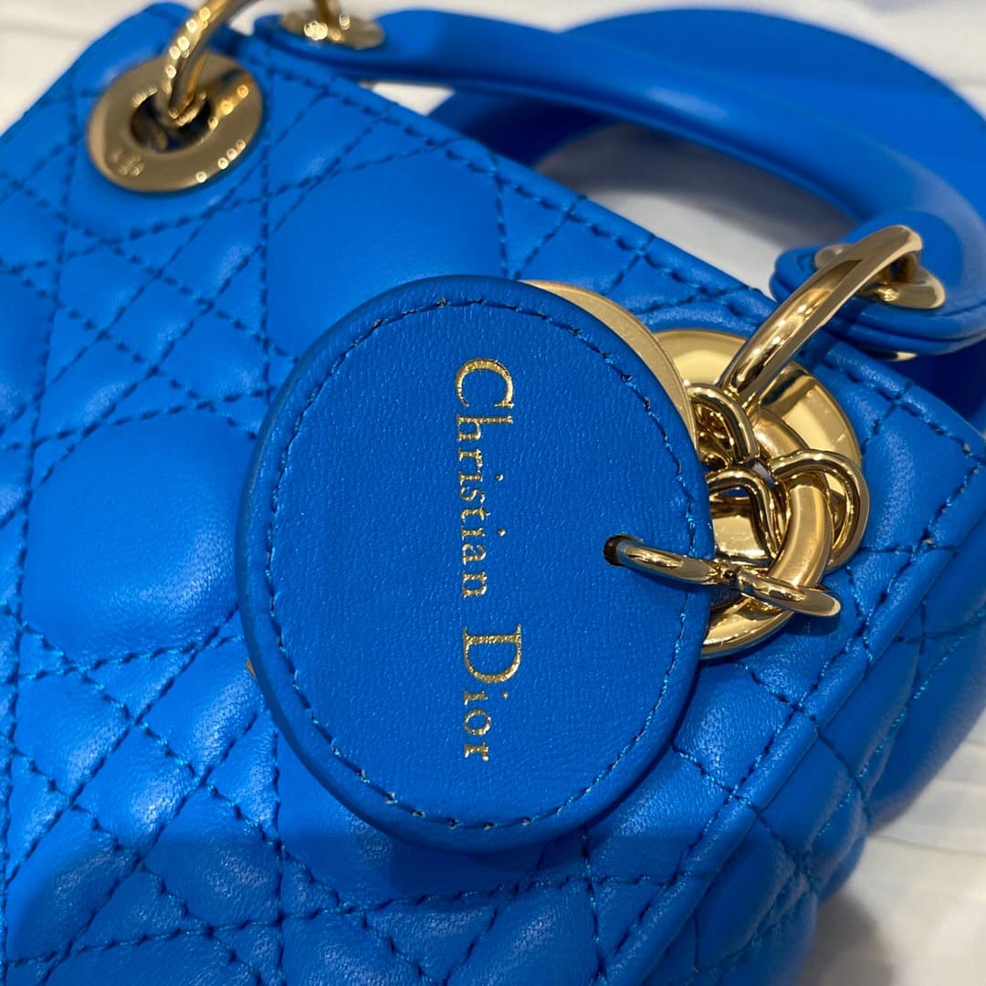 TÚI CHRISTIAN DIOR Women Micro Lady Dior Bag Blue Cannage Lambskin