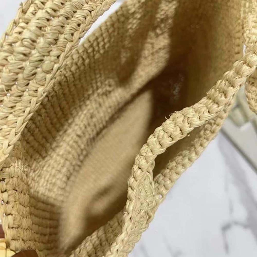 TÚI LOEWE  Mini Slit Bag in Raffia and Calfskin-Beige