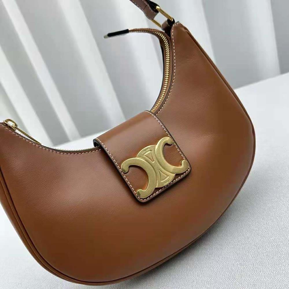 TÚI Celine Women Ava Triomphe Soft Bag in Smooth Calfskin-Brown