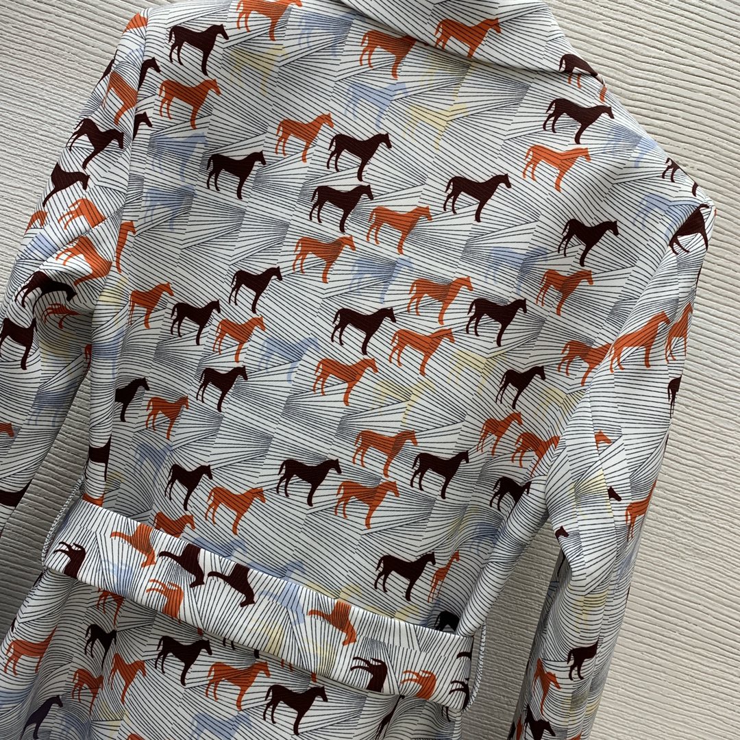 VÁY HERMES HORSE PRINT DRESS Top AAA