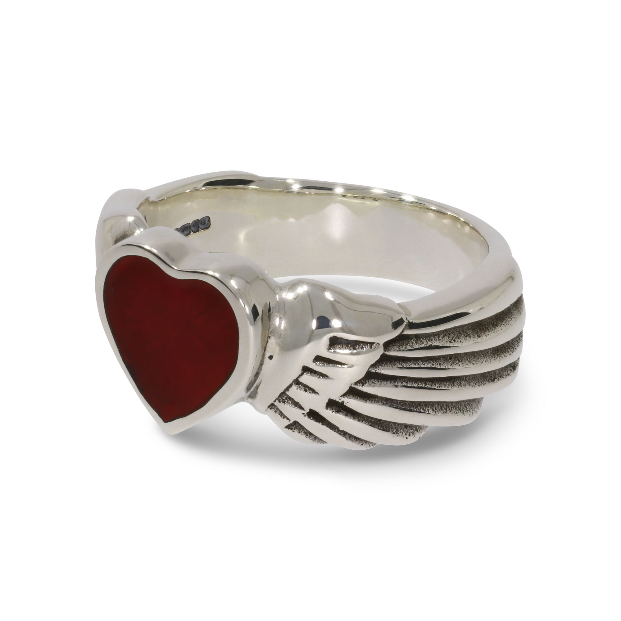 THE Winged Heart with Enamel Ring silver sterling 925 Italia