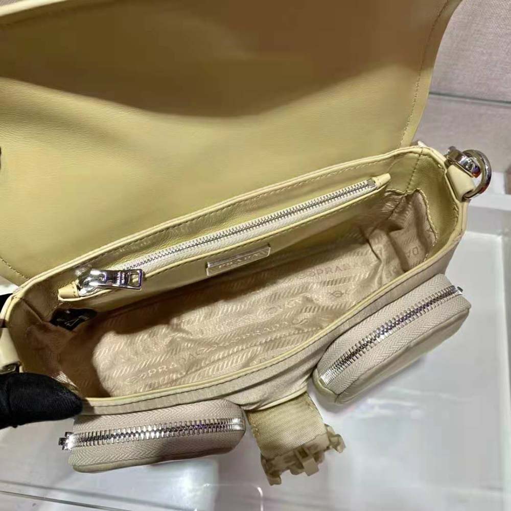 TÚI Prada Women Pocket Nylon and Brushed Leather Bag