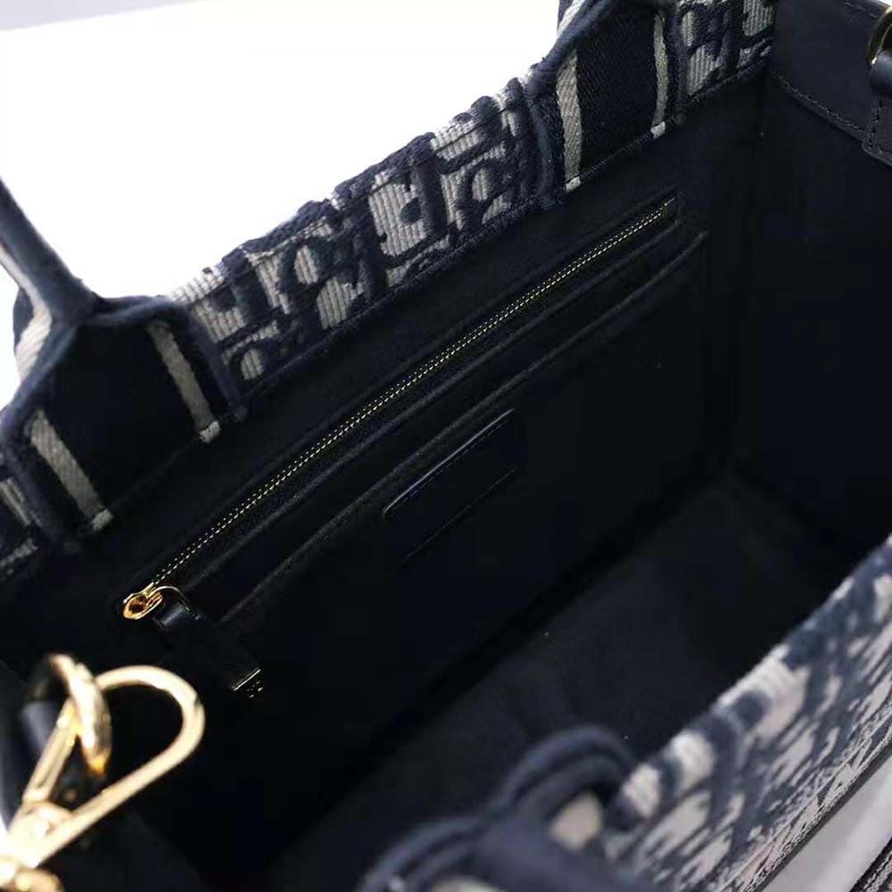 Túi Dior Women Small Dior Book Tote Blue Dior Oblique Embroidery and Calfskin