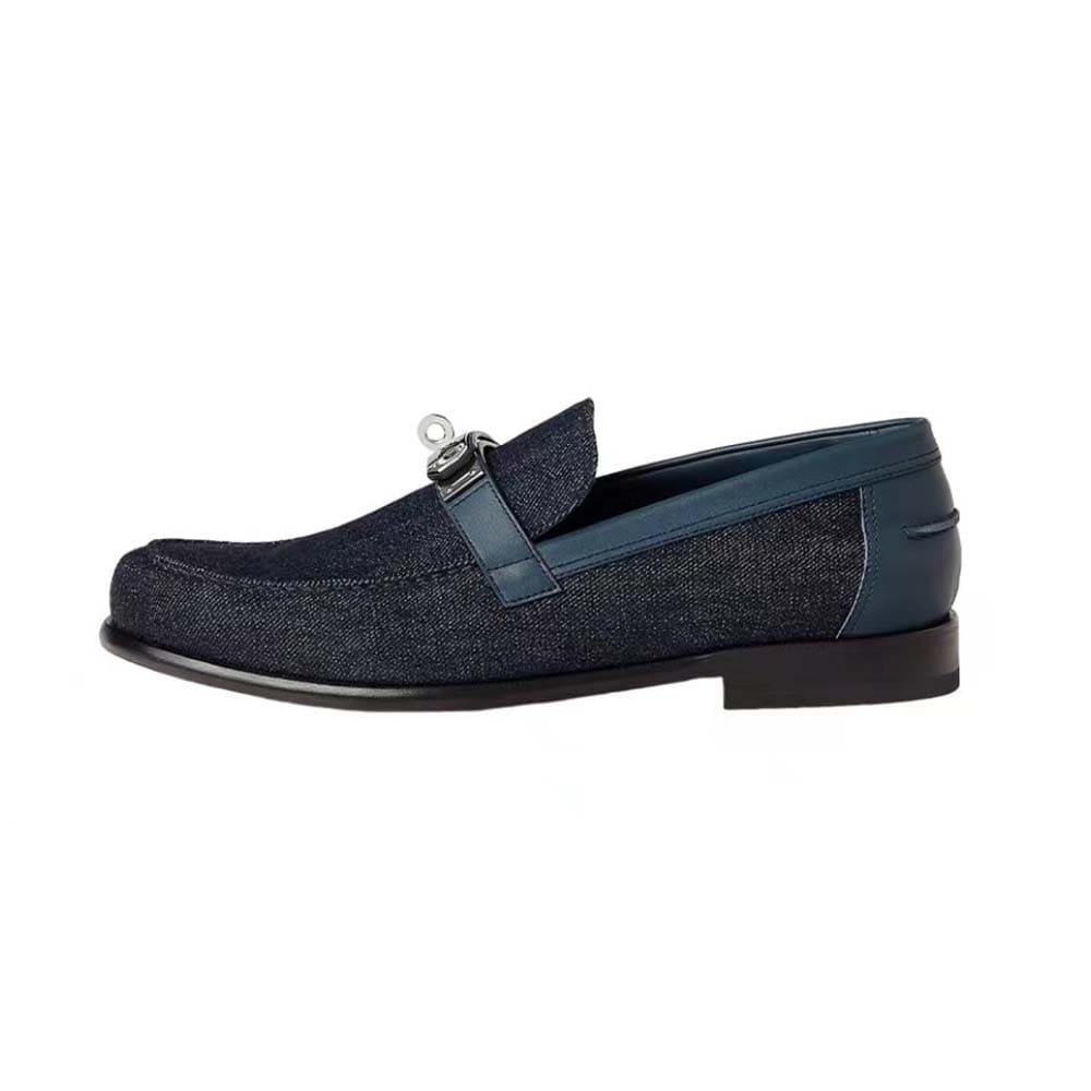 GIÀY HERMES Men Destin Loafer in Denim and Calfskin TOP QUALITY SHOES AAA