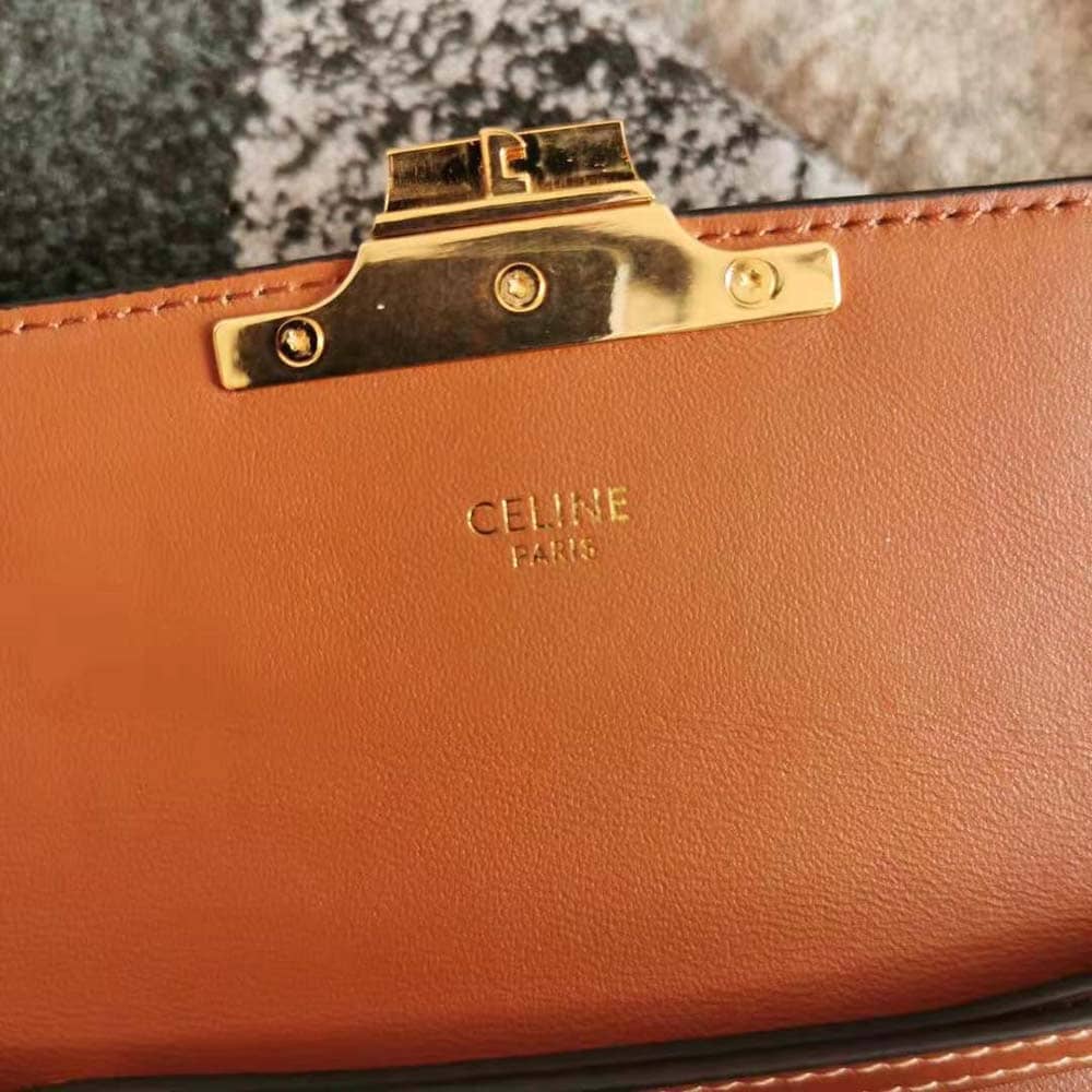 TÚI Celine Women Strap Bag Triomphe in Triomphe Canvas and Calfskin