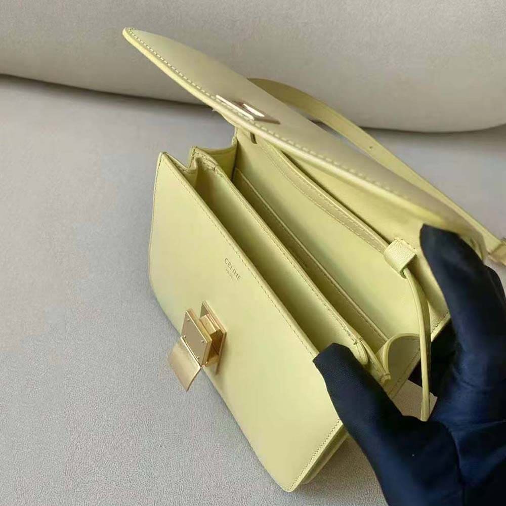 TÚI Celine Women Teen Classic Bag in Box Calfskin-Yellow