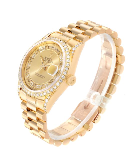 ĐỒNG HỒ ROLEX Metallic Champagne Myriad Diamonds 18k Yellow Gold President Day-dateautomatic