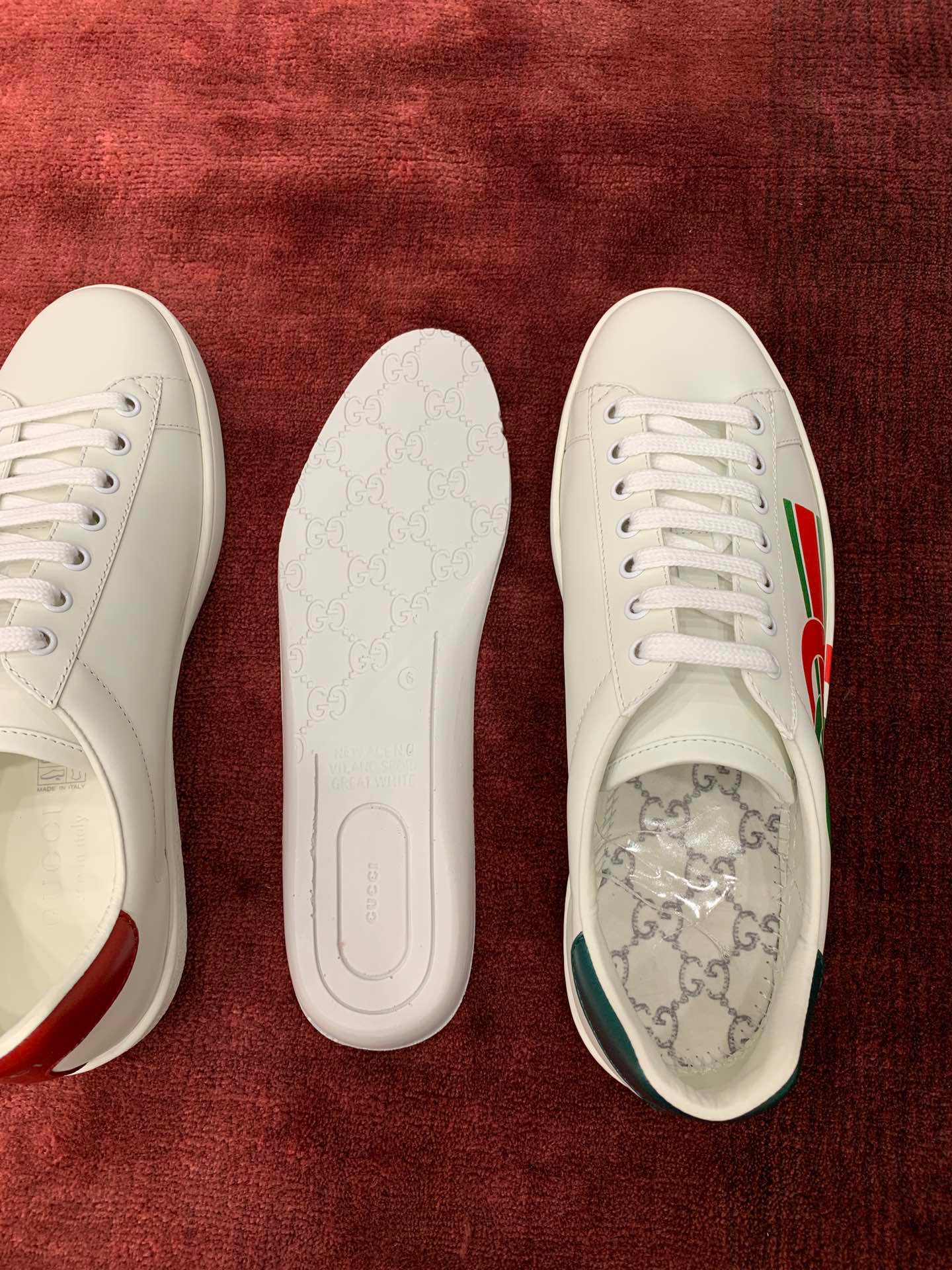GIÀY GUCCI Leather Ace Sneakers Interlocking GG White
