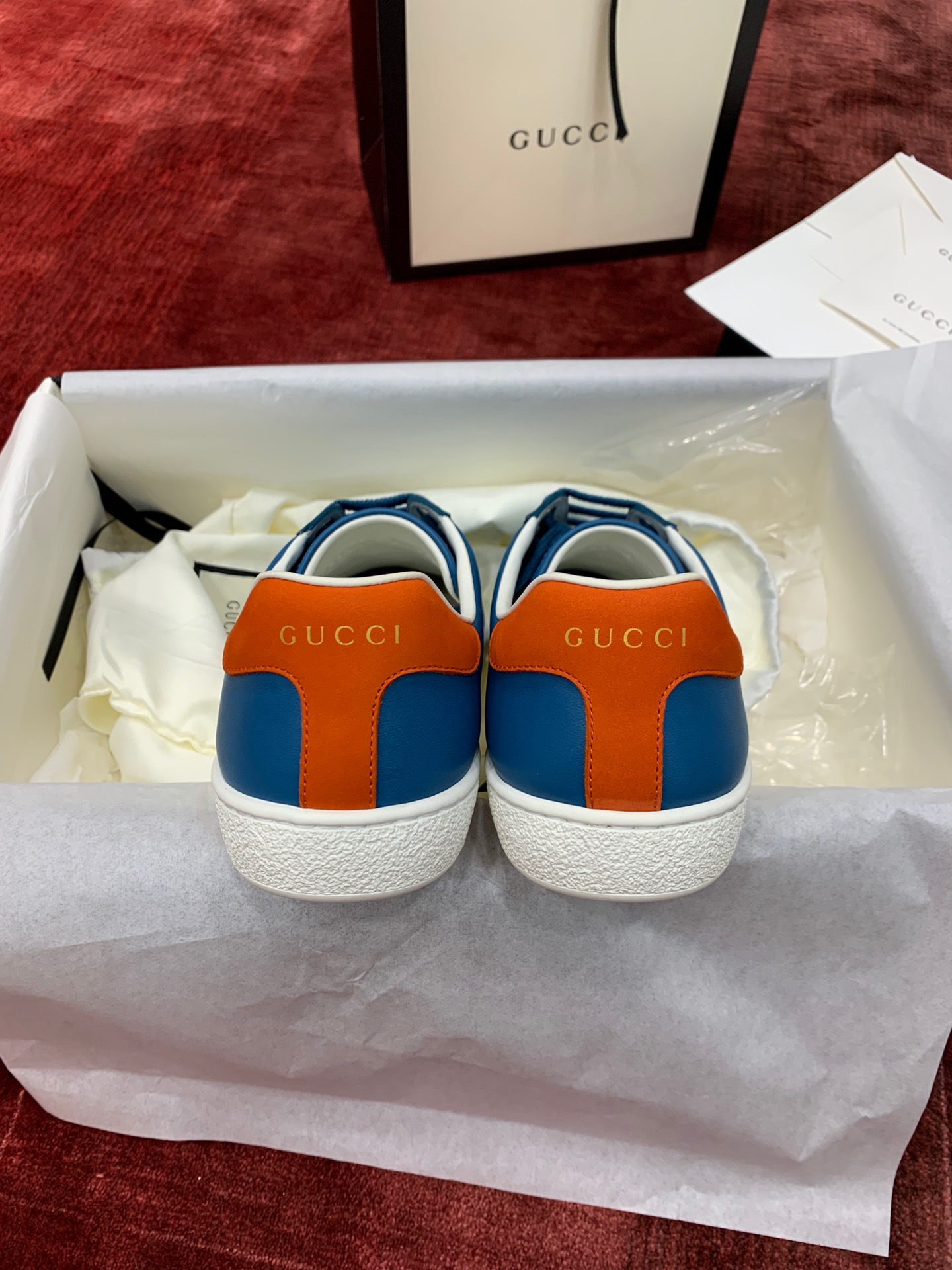 GIÀY GUCCI Leather Ace Sneakers Interlocking GG Blue