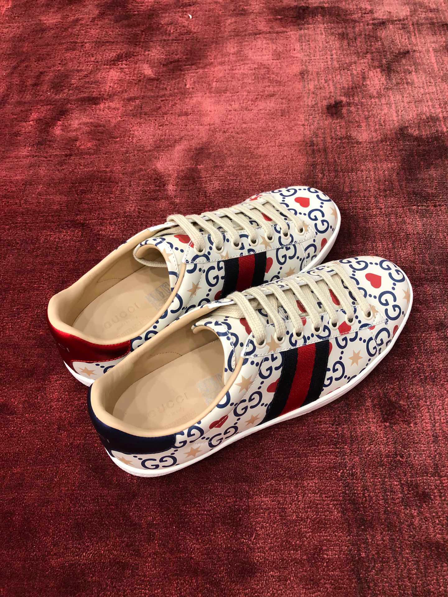 GIÀY GUCCI Leather Ace Sneakers Interlocking GG White